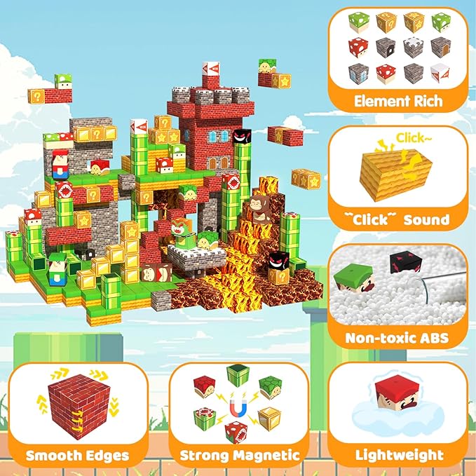 Magnetic Blocks-100PCS Magnetic Building Blocks for Kids Ages 4-8,Magnet Cubes Building Blocks, Magnet Cubes Toddler Kids Toys, Sensory STEM Toys for 3+ Year Old Boys Girls Christmas Birthday Gifts