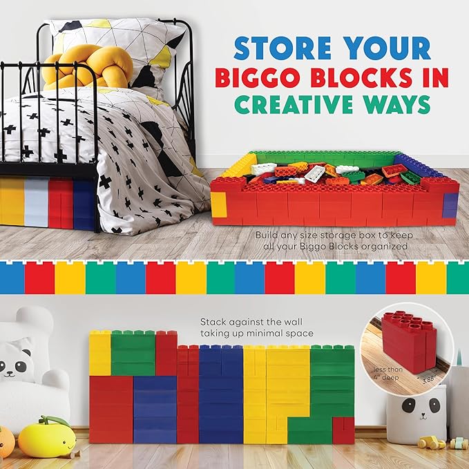 Big Building Blocks - Blocks and Wheels - Toddlers and Kids Ages 4-8 - Large Indoor Outdoor Games - 10 PC Wheel Set