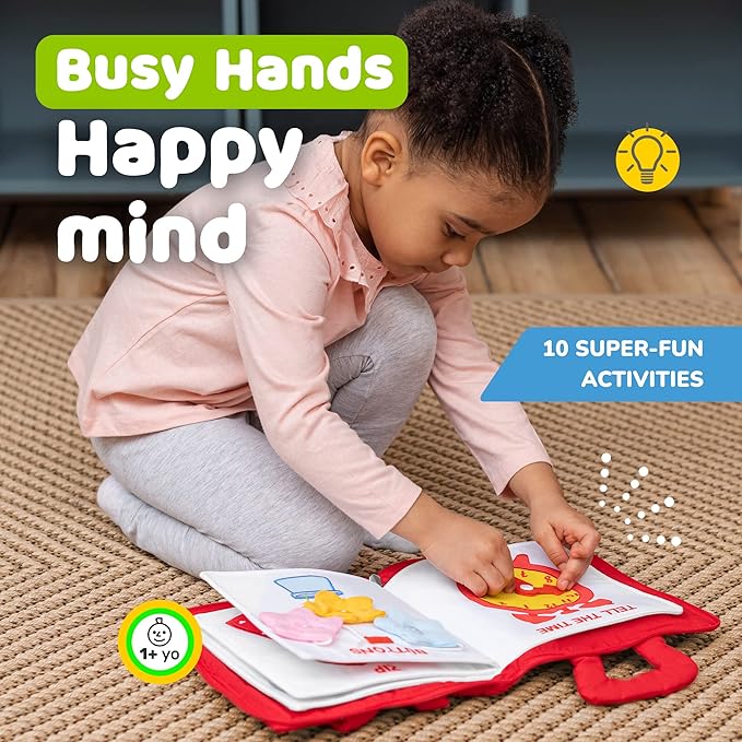 deMoca Busy Book for Toddlers 1-3 - Airplane Toys for Toddlers 1-3, My Quiet Montessori Toys for 1 Year Old with Kids Plane Activities, Activity Busy Board, Gift for Boys & Girls