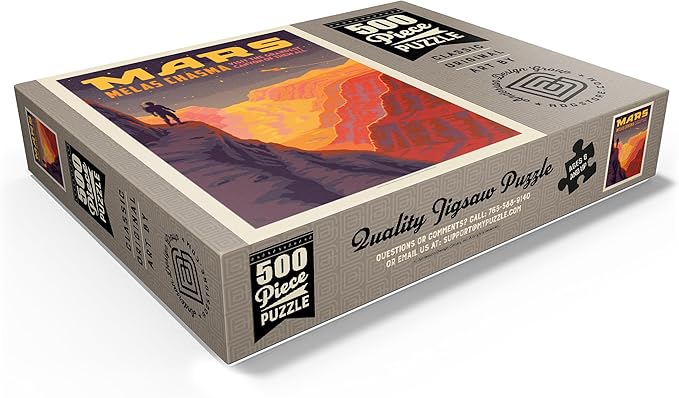 MyPuzzle Mars: Melas Chasma, Vintage Poster - Premium 500 Piece Jigsaw Puzzle for Adults