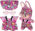 17cm Clothes Set (NO Doll) 4PC Set Hat Glasses Overalls for 17cm Accessories Suit, Doll Clothing for Trendy Blind Box，Cute Clothes for LBB Doll Dress up Unique Style,Free Combination (Love)