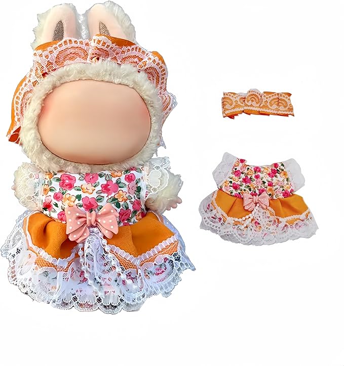 Clothes Set for Dolls 17cm (No Doll), Handcrafted Cute Clothes with Exquisite Accessories for Dress Up Unique Chic Style (Yellow)