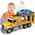 Mostop Toy Truck Transport Cars Carrier with Racing Car for Toddlers,15’’ Large Kids Toys for 4-8 Boys, Friction Powered Truck Vehicle Toy with Light & Sounds, Boys Girls Christmas Birthday Gifts