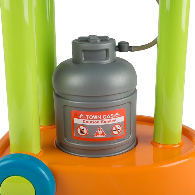 BBQ Grill Toy Set - Interactive Play Kitchen Set with Lights and Sounds, Wheels, Toy Food, and Cooking Accessories by Hey! Play!, Multicolor, (80-PP-TK081711)