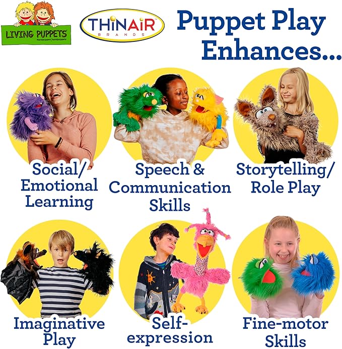Living Puppets 20-Inch Plush Big Brown Dog Hand Puppet - Fine European Design, Ultra-Soft and Cuddly, Promotes Child Development, Safety Certified, Teacher-Recommended for Boys and Girls