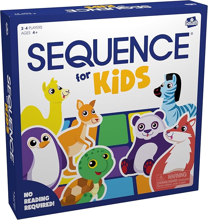 SEQUENCE for Kids -- The 'No Reading Required' Strategy Game by Jax and Goliath, Multi Color, 11 inches (2-4 players) (Packaging May Vary)