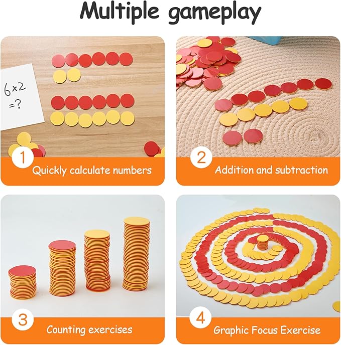 Counters for Kids Math 800 pcs Plastic Two-Color Red and Yellow Counter,Double Sided Counters Educational Toys to Help Kids Learn