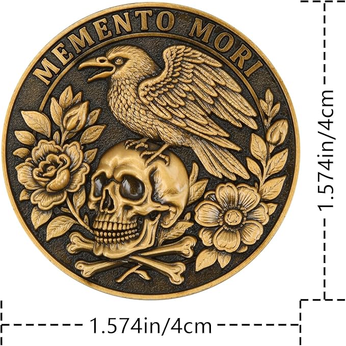Memento Mori Memento Vivere Coin - Dual Sided Motivational Token with Skull & Tree of Life Design - Zinc Alloy Inspirational