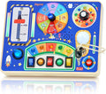 JoyCat Busy Board with Led Light, Toddler Toys for 1 2 3 4 Year Old Boys and Girls, Wooden Sensory Toys with Music, Travel Toy for Toddlers 1-3, Birthday Presents (Blue)
