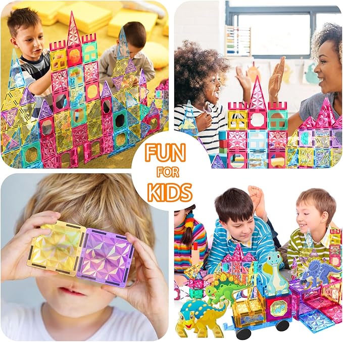 Jasonwell 110PCS Magnetic Tiles Building Blocks Set for Boys Girls Preschool Educational Magnet Construction Kit Stacking STEM Toys Christmas Birthday Gifts for Kids Toddlers 3 4 5 6 7 8 9 + Year Old