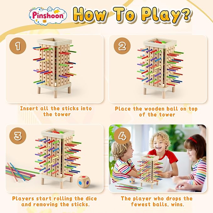 Montessori Game Wooden Board Game, Multiplayer for Kids 4-8, Math Educational, Fine Motor Skill Toy for Girls Boys, Classic Fun Games for Age 3 4 5 6 7 8 Girls Boys Gifts (Regular)