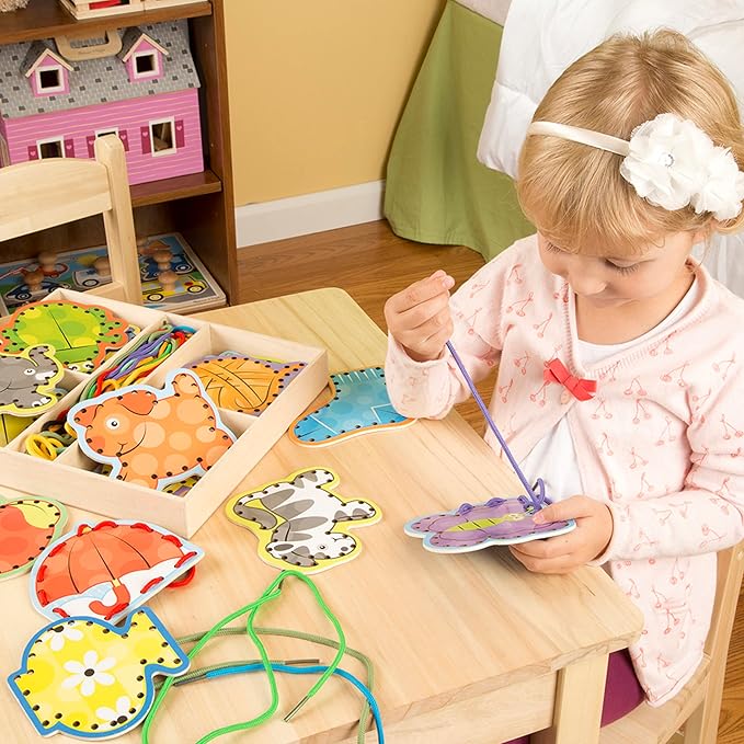 Melissa & Doug Alphabet Wooden Lacing Cards With Double-Sided Panels and Matching Laces