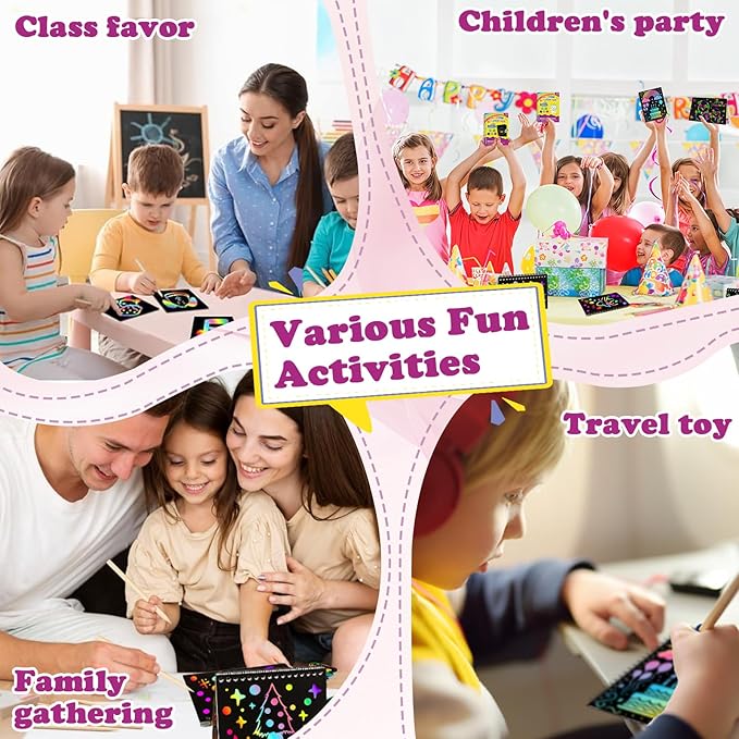 HXDOGSP Scratch Art for Kids: 20 Pack Rainbow Scratch Paper Party Favors - Art Crafts Notebook Suitable for Birthday Gifts/School Crafts Kit/Classroom Prizes for Girls and Boys Aged 4-12