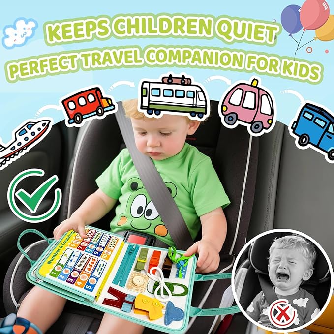 Busy Book for Toddlers - Farm Montessori Toys Busy Board for Boy Girl Gifts Educational Learning Activity Book Toddler Airplane Travel Toy Birthday Gift