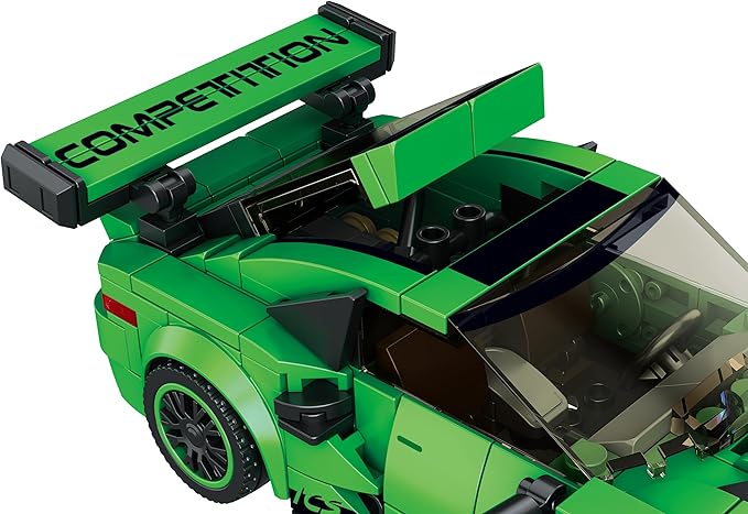 Block Builder Green Porsche 911 Racing Car Building Block Set, Newly Designed Racing Car Building Blocks for Kids and Adults