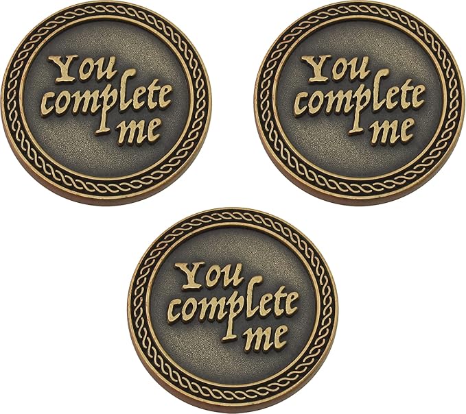 Bulk Set of 3 Romantic Love Expression Coins, You Complete Me, I am Better Because of You, Anniversary Pocket Tokens for Date Night, Love Gift for Men & Women, from Him or Her