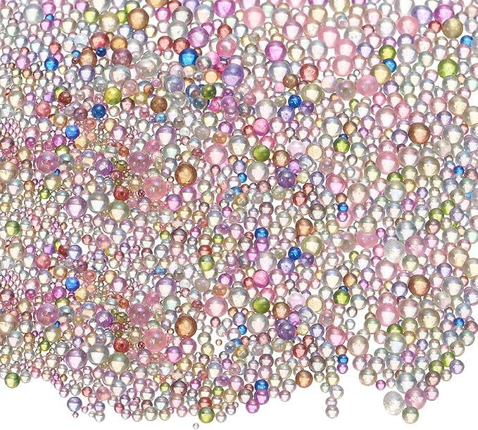 Iridescent Glass Tiny Bubble Beads, 0.4-3mm 10g No Hole Micro Mini Round Multicolor Water Droplets Beads - Applications: for Resin Filler, Nail Art, Dollhouse Bath Tub