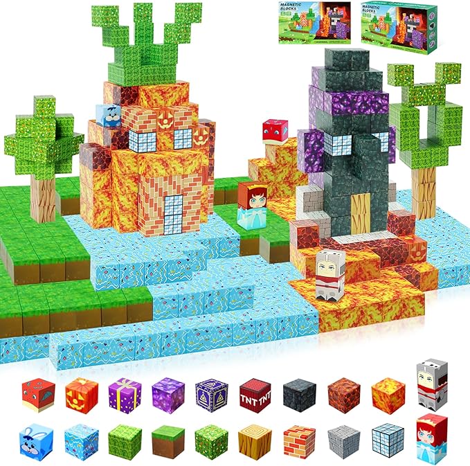 Magnetic Blocks, 1-inch Size Building Toys,Magnetic Cubes Building Blocks Toys for Halloween Christmas Birthday Gift - STEM Sensory Toys for 3+ Years Old Girl Boys