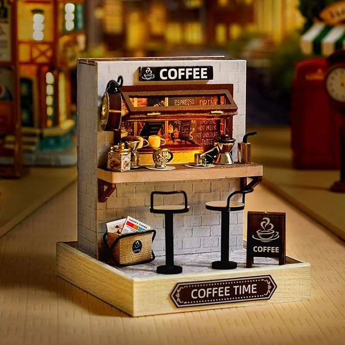 CUTEROOM DIY Doll House Miniature Furniture Wooden House Kit with Dust Cover & LED Light and Accessories - New Three Styles QT Series Dollhouse (QT048)