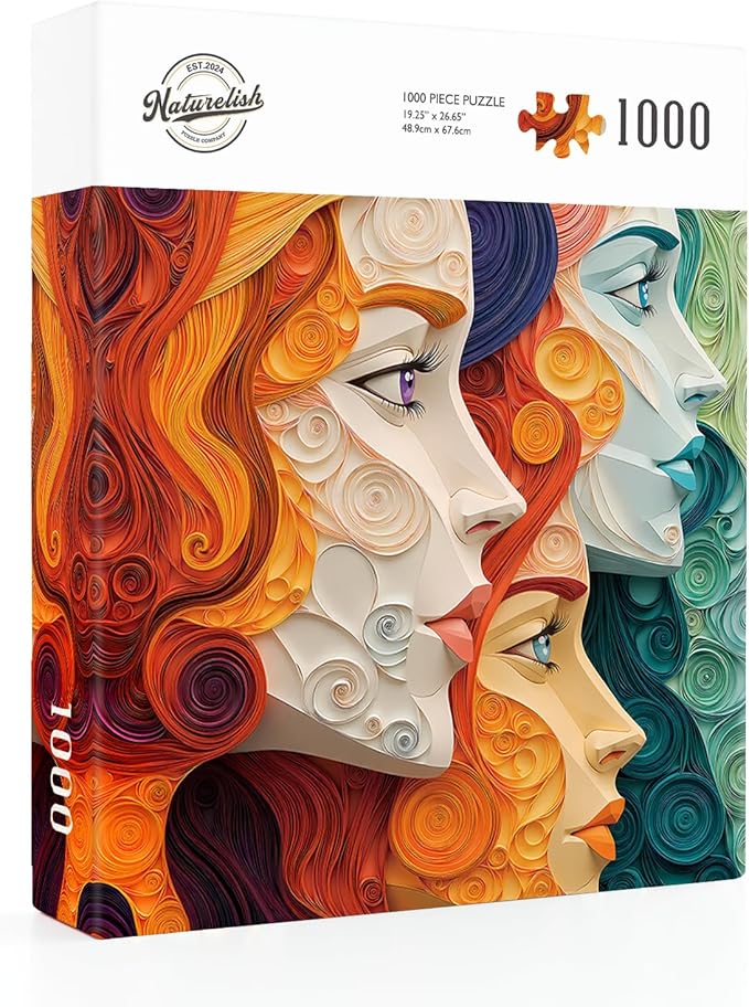 Vibrant Female Portrait Jigsaw Puzzles for Adults 1000 Pieces, Difficult Puzzles Perfect for Game Night, Great Gift Idea, Size 26.65 x 19.25 in