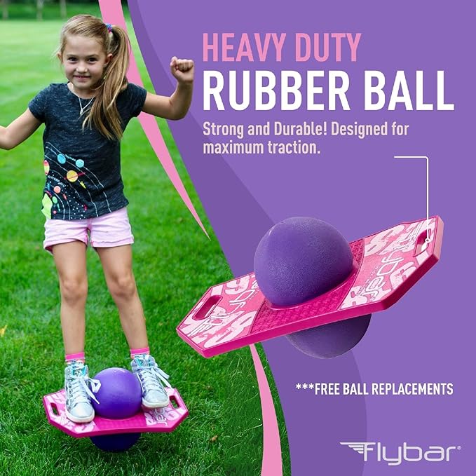 Flybar Pogo Trick Ball for Kids – Balance Bounce Board with Anti-Slip Deck – Pump Included - Indoor & Outdoor Toys for Boys and Girls Fun Way to Reduce Screen Time Supports up to 160 lbs – Ages 6+