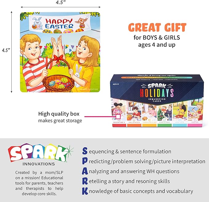 SPARK INNOVATIONS Holiday Tell A Story Cards, Sequencing Game, Speech Therapy Materials, Autism Game, ABA Therapy Materials, Social Skills Games, ESL, ELL