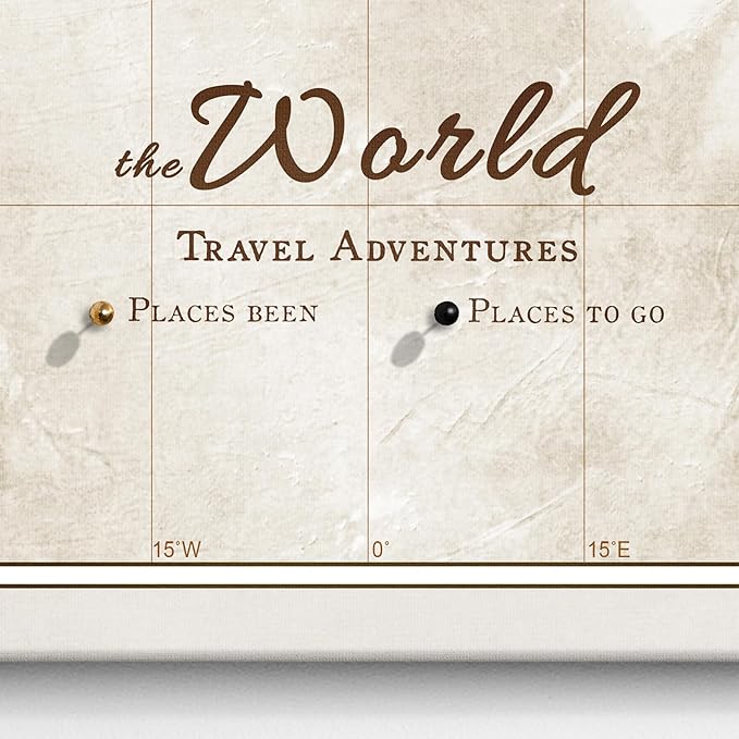 Canvas World Map with Cork Pin Board - English Lettering - Decorative Wall Decoration for All Rooms - Canvas Pictures with World Map Motif (70x50 cm, Pattern 20)