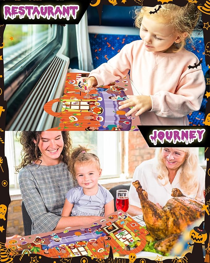 Thanksgiving Sticker Books for Kids, Thanksgiving Gifts Reusable Sticker Books for Toddlers 1-3, 2-4, Thanksgiving Travel Toys Acticities Crafts Birthday Gifts for Boys Girls Kids
