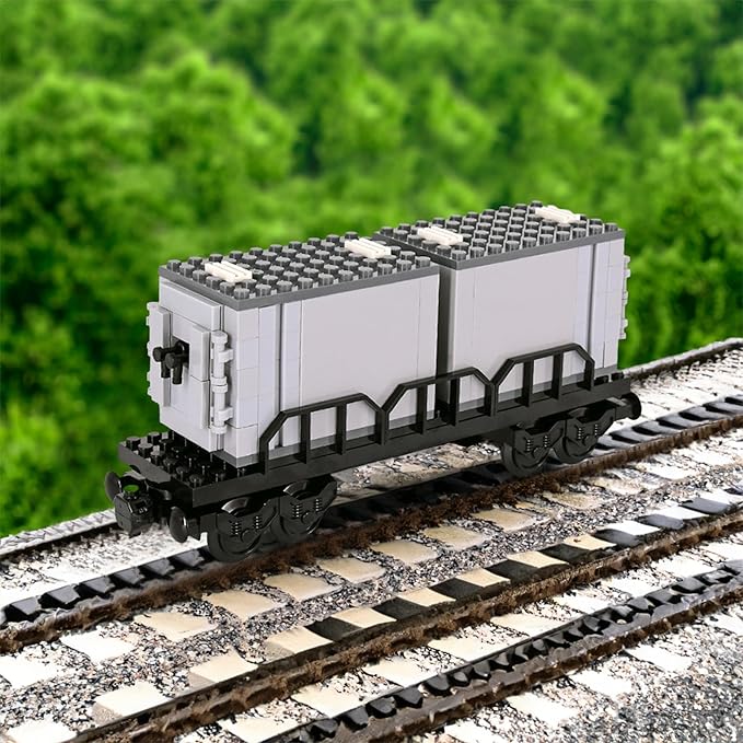 6IN1 City Freight Train Car Building Set, DIY Cargo Train Toys for Teens and Adults, Compatible with Lego 630 Building Accessory, M8001