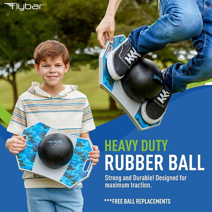 Flybar Pogo Trick Ball for Kids – Balance Bounce Board with Anti-Slip Deck – Pump Included - Indoor & Outdoor Toys for Boys and Girls Fun Way to Reduce Screen Time Supports up to 160 lbs – Ages 6+