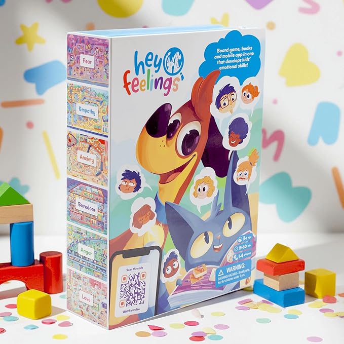 Hey Feelings™ Deluxe Game & Book Set | The Award-Winning SEL Board Game for Kids 3-9 to Navigate Big Emotions, Build Empathy & Reduce Tantrums | Fun Family Connection & Therapy Game, Expert-Designed