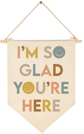 I'm So Glad You're Here-Classroom Decor-Teacher Gifts-Inspirational Classroom Decor-Welcome Poster-Canvas Hanging Pennant Flag Banner Wall Sign-Positive Affirmation Motivational Quote