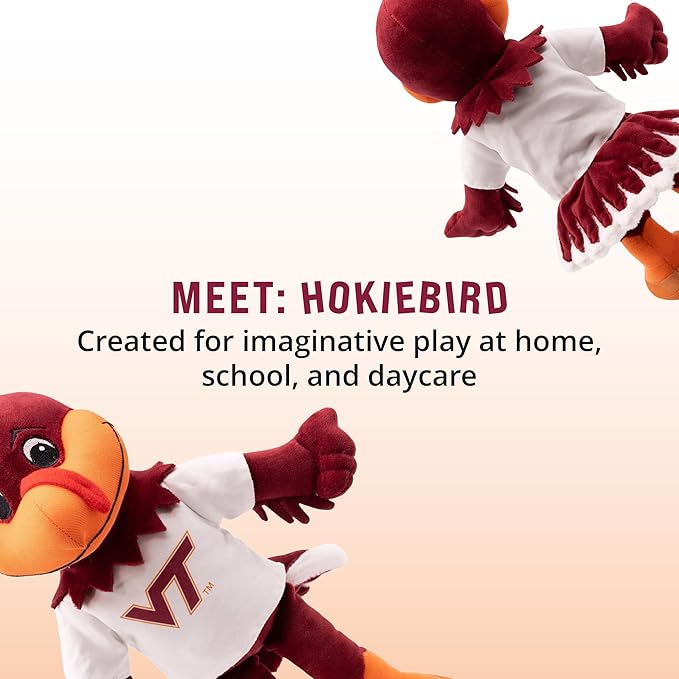 Playtime by Eimmie 14" Virginia Tech University Plush Doll – Soft Rag Doll Mascot for College Football Fans, Sports-Themed Plush Figure for Kids, Toddlers & Collectors, Surface Washable