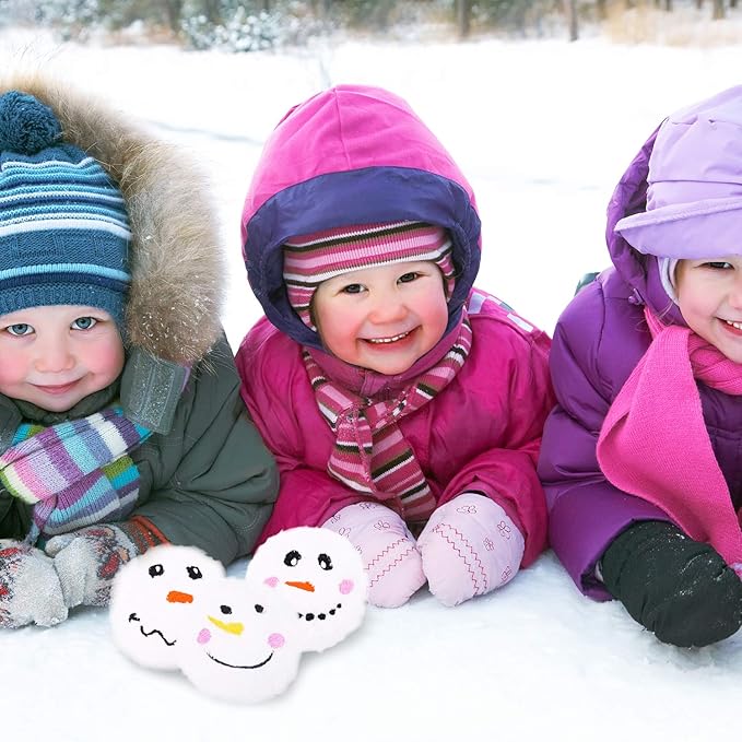 Aneco 12 Pack Snow Toy Ball Set Plush Snowmen Balls Snow Fight Ball with 1 Bag Realistic for Adult Kid Winter Game