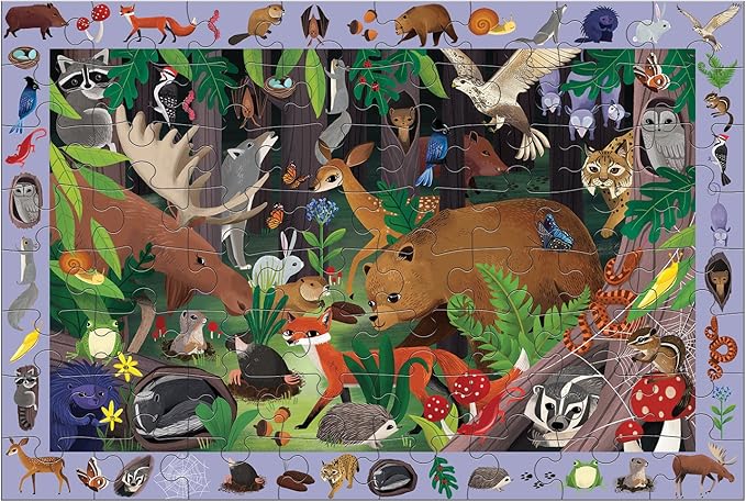 Mudpuppy Woodland Forest — 64 Piece Search & Find Puzzle Jigsaw Puzzle Featuring Diverse Woodland Animals and Over 40 Hidden Images to Find for Ages 4+