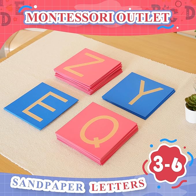 MONTESSORI OUTLET Capital Case Sandpaper Letters - Print for 3-6 Years Montessori Education at School and Home