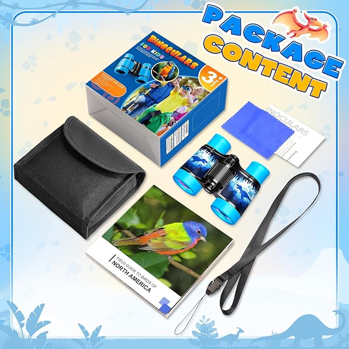 Dinosaur Binoculars Toys for Kids 3 4 5 6 7 8Year Old Boys Girls Christmas Birthday Gifts for Boy Grandkids Ages 3-5 4-6 Toddlers Blue Dino Binoculars Toys Bird Watching Outdoor Camping Telescope Toy