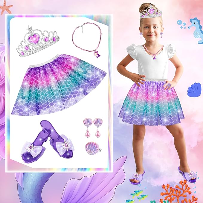 Princess Dress Up for Girls, Dress Up Clothes for Girl with Princess Shoes, Toddler Girls Boutique, Pretend Play Gifts for Little Girl Aged 3-6 Years Old