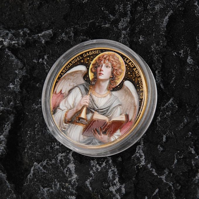 Archangel Gabriel Prayer Coin – Patron Saint of Communication, Divine Messenger Pocket Token for Protection & Guidance, Inspirational Christian Gift for Men & Women, Catholic Devotional Keepsake