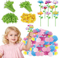 FUNZBO 216 Pcs DIY Fabric Flower Bouquets Toys Accessories - Flowers Market Toy Accessorie - Arts & Crafts Toy Accessories for 4 5 6 7 8+Year Old Girl Birthday Gifts Ideas (36 Flower Stems)