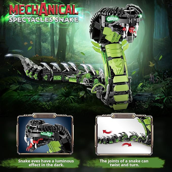 Mechanical Snake Building Kit, 689 PCS Technic Cobra Robot with Movable Joints, STEM Construction Toy for Kids Ages 8+, Educational Brick Model, Creative Gift for Boys and Girls
