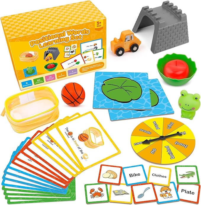 Positional Word Learning Set|Manipulatives Match Games|Educational Games for Kids Ages 4|STEM Learning Activities| Flash Cards for Toddlers 3-5|Fine Motor Skills|Speech Therapy Toys