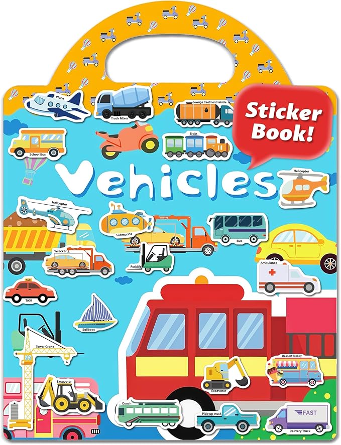 Reusable Sticker Book for Toddlers 2-4 Years, Stickers for Kids, Toddler Craft Activities, Toddler Travel Toys Ages 2+ Boy Girl Birthday Gifts