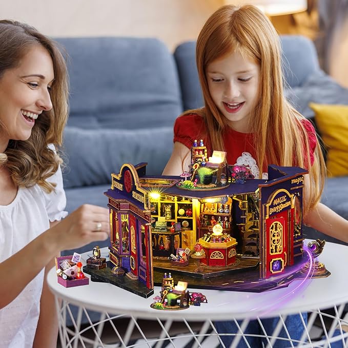 Mostop DIY Miniature House Kit - Magic Tiny House Kit with Open-able Door - Mini House Building Kit for Adults Teen - Wooden Dollhouse Miniature Kit - Creative Craft Book Nook Birthday Gift
