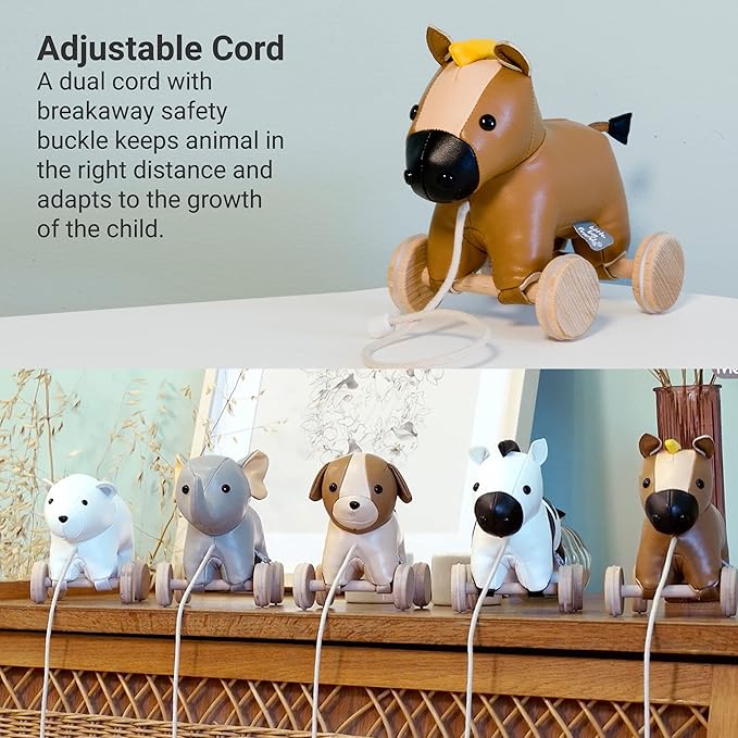 Little Big Friends Horse Pull Toy for Toddlers | Soft Walking Toy with Adjustable Cord | Developmental Play | Charles The Horse