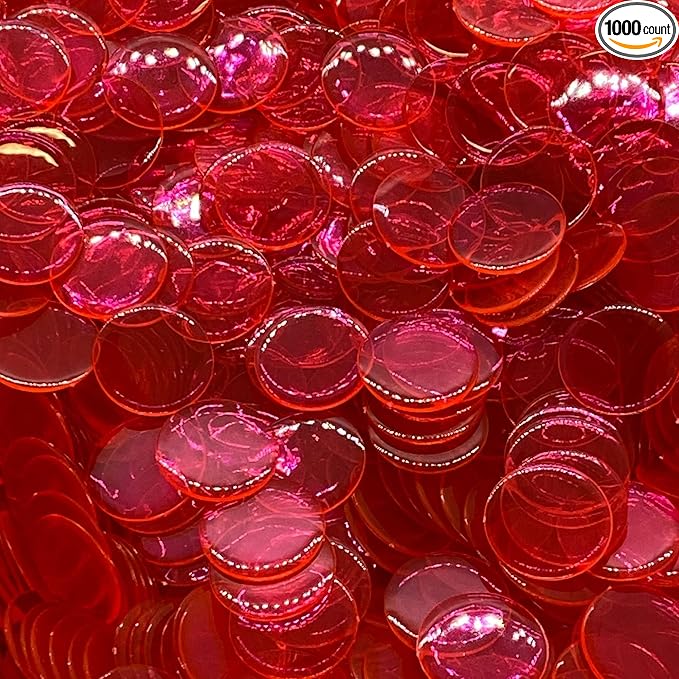 MR CHIPS Plastic Bingo Chips for Games 1000 Count Solid and Transparent Colors Counting 19 Color Choices 3/4 Inch 7/8
