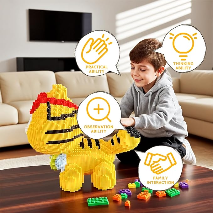 Animal Ginger Cat Micro Building Blocks Set 3D Cute Cat Mini Blocks for Adults Boys and Girls(8000 Pieces)