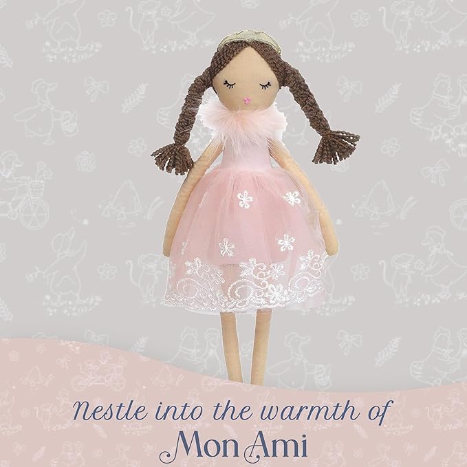 MON AMI Princess Doll Paige (Small) – 15”, Soft & Elegant Stuffed Plush Princess Doll, Use as Toy or Room Decor, Great Gift for Kids of All Ages
