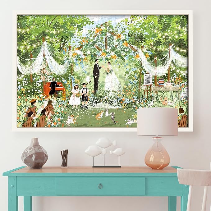 MOMIBOOK 1000 Piece Puzzle for Adults Jigsaw Puzzles of The Wedding is in Progress, Painting Image Spring Difficult Challenging Hard Impossible Puzzle Unique Funny Party Wedding Birthday Gifts