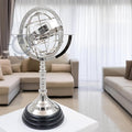 Nagina International Antique Vintage Zodiac Armillary Brass Sphere Globe Wooden Display | Pirate's Antique Ship Decor (XL, Nickel Plated)
